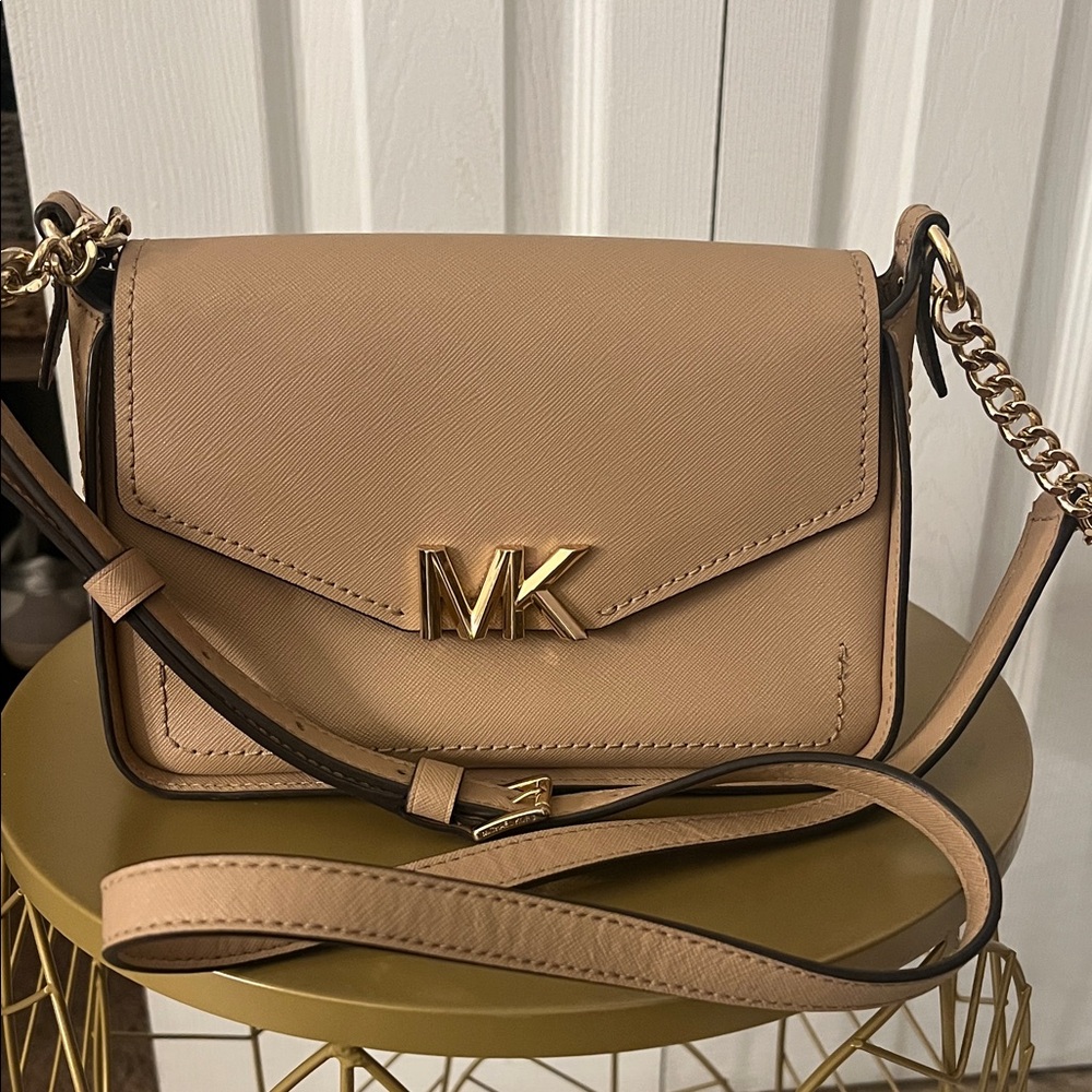 Michael Kors Beige Crossbody Bag with Gold Accents